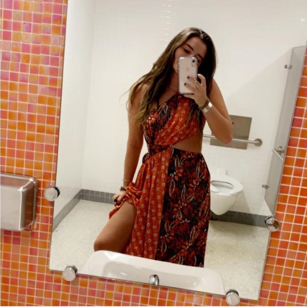 Urban Outfitters Orange and Black Maxi Dress